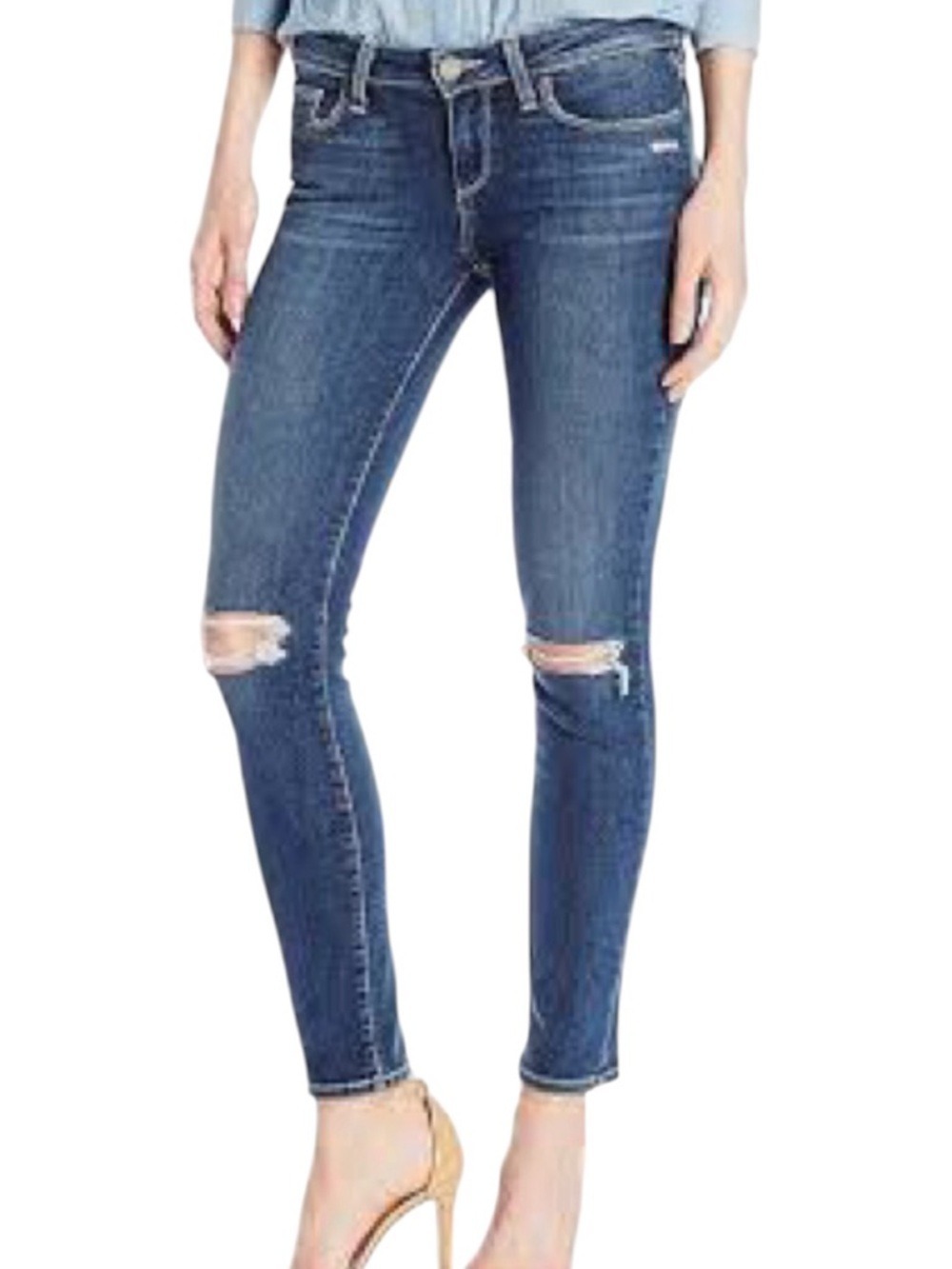 Paige Verdugo Crop Distressed Jeans Medium Wash‎ Size 29